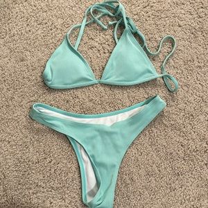 Textured Aqua Two Piece Bikini
